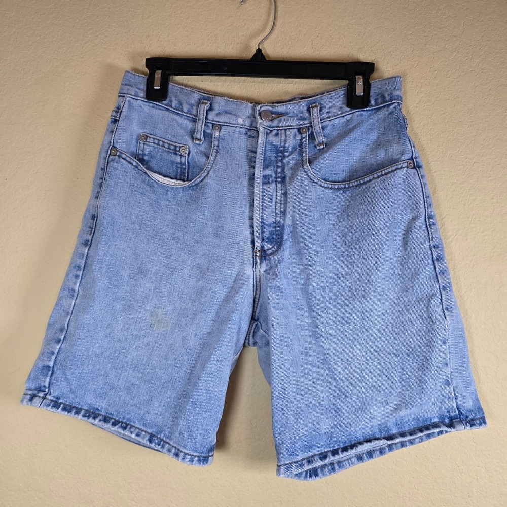 VINTAGE GUESS USA‎ Denim Jean Shorts Light Wash Size 2 High Rise Distressed Y2K